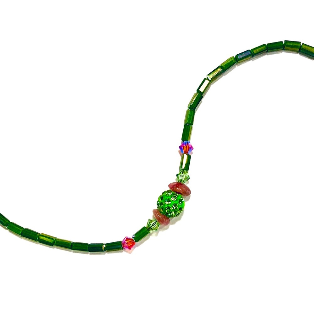 Pink and Green Swarovski Glass Bracelet - Picture 6 of 8